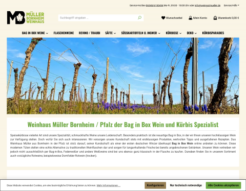 Website-Vorschau von Bag in Box Weine und Kürbisse