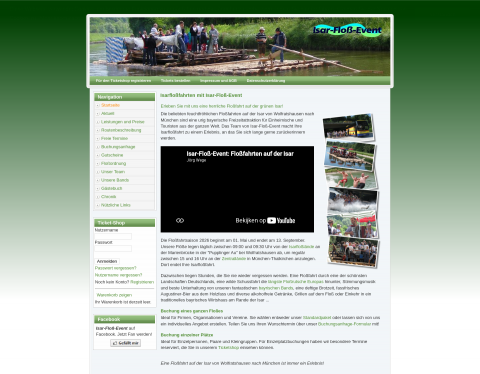 Website-Vorschau von Isarfloßfahrten mit Isar-Floß-Event