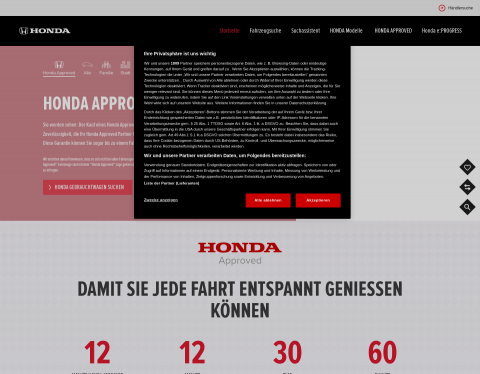 Website-Vorschau von Honda Gebrauchtwagen