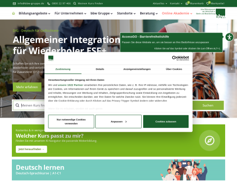 Website-Vorschau von bbw Gruppe ? Bildung für Berlin