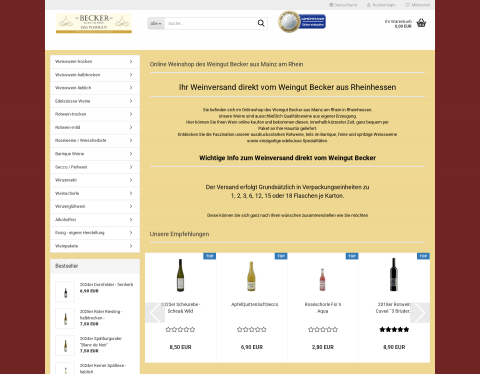 Website-Vorschau von Weinshop des Weingut Becker