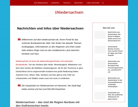 Website-Vorschau von Reisetipps Niedersachsen