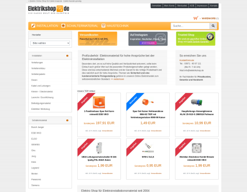 Website-Vorschau von Elektro Shop zur Elektroinstallation