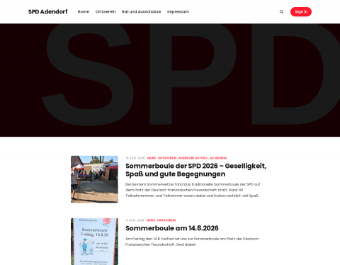 Website-Vorschau von SPD OV Adendorf