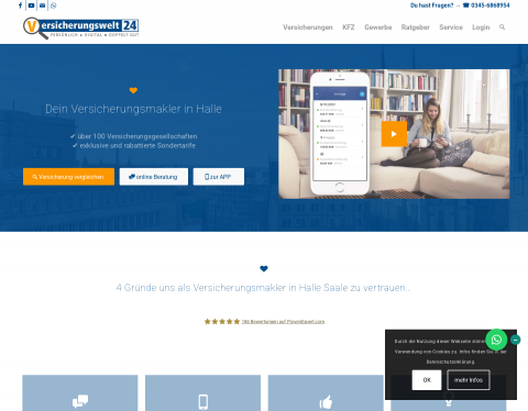 Website-Vorschau von Versicherungen online vergleichen