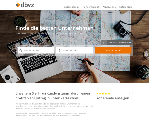 Website-Vorschau von dbvz ist digitale Branchenverzeichnis