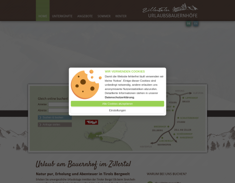Website-Vorschau von Bauernhofurlaub im Zillertal-Tirol