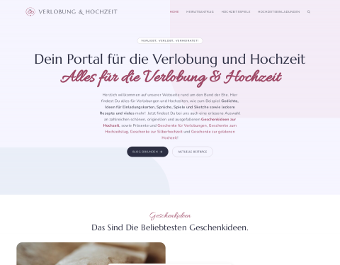 Website-Vorschau von Hochzeitsgeschenke, Ideen und Spiel