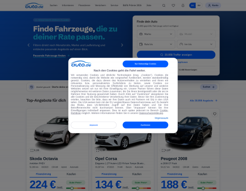 Vorschau von Günstige Autos und Gebrauchtwagen bei Auto.de