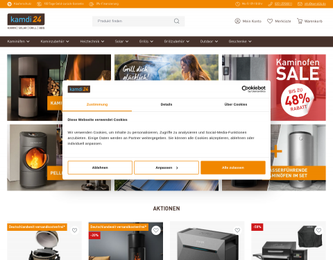Website-Vorschau von Kamdi24 - Kamineinsätze, Kaminöfen
