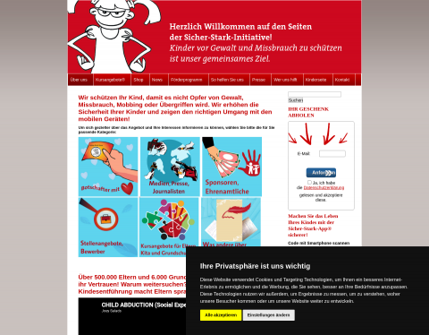 Website-Vorschau von Sicher-Stark-Stiftung schützt Kinder