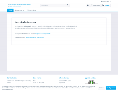 Website-Vorschau von Bürotechnik Weber Deutschland