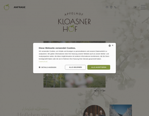 Website-Vorschau von Urlaub auf dem Apfelhof