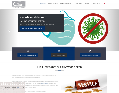 Website-Vorschau von Einmalsocken, OP Socken
