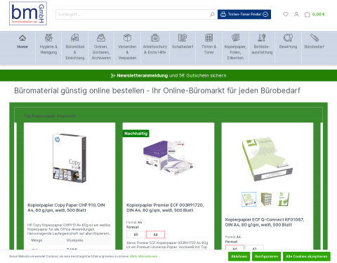 Website-Vorschau von bueromaterialien.net GmbH