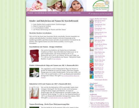 Website-Vorschau von Babydecke mit Namen