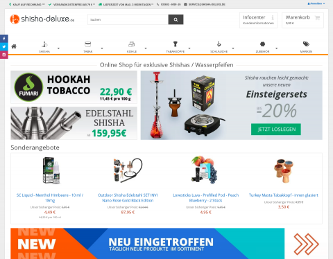 Website-Vorschau von Onlineshop für exklusive Wasserpfeifen
