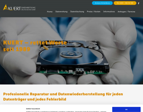 Website-Vorschau von KUERT Datenrettung Deutschland GmbH