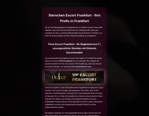 Website-Vorschau von Sternchen Escort Agentur Frankfurt