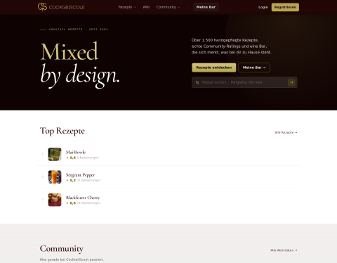 Website-Vorschau von Cocktail Rezepte / Cocktailscout.de