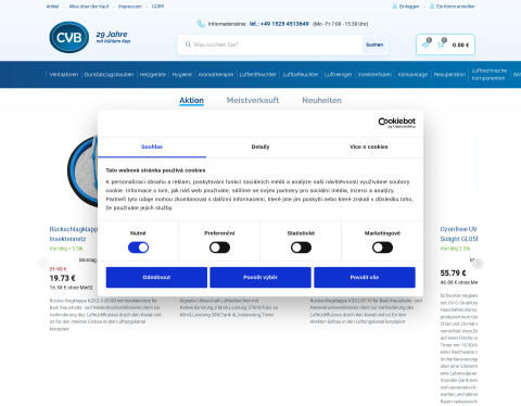 Website-Vorschau von CVB Ventilatoren und Klimaanlage