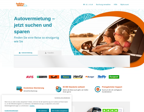 Website-Vorschau von Holiday Autos Deutschland