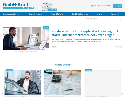 Website-Vorschau von Tipps und News für den Arbeitgeber