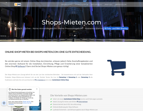 Website-Vorschau von Shops-Mieten.com - Kostenloser Shop