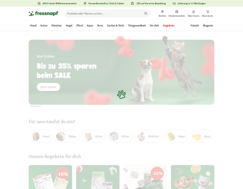 Website-Vorschau von Fressnapf - Markt für Heimtierbedar