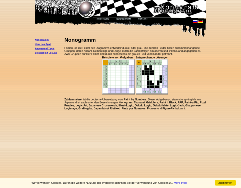 Website-Vorschau von Nonogramm Online - logisches Puzzle