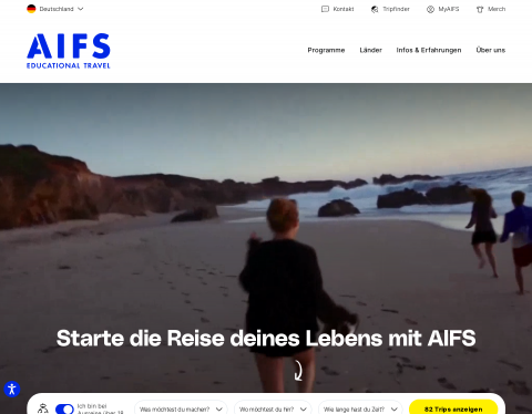 Website-Vorschau von AIFS - Work and Travel und Au Pair