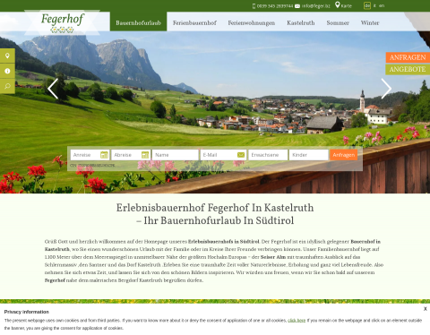 Website-Vorschau von Erlebnisbauernhof in Südtirol