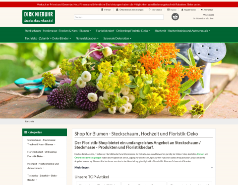 Website-Vorschau von Floristenbedarf - Hochzeitsdeko - Deko