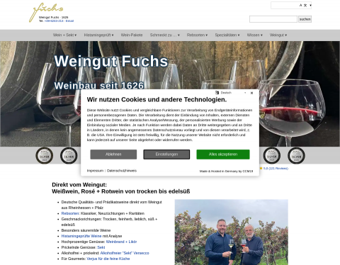 Website-Vorschau von Weingut Fuchs