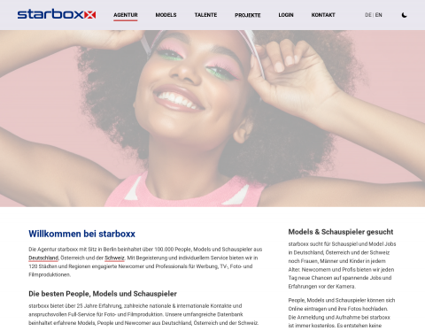 Website-Vorschau von STARBOXX Modelagentur & Castingagen