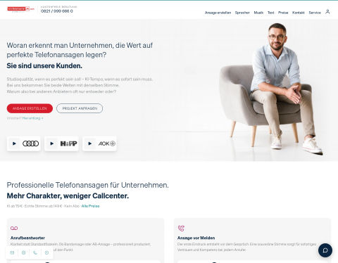 Website-Vorschau von Professionelle Telefonansagen