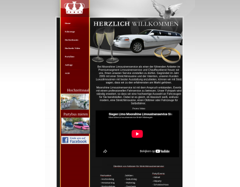 Website-Vorschau von Stretchlimousine Mieten in Siegen