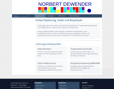Website-Vorschau von Ingenieurbüro Norbert Dewender