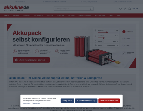 Website-Vorschau von Akkushop - Akkus, Batterien oder Akku-Ladegeräte