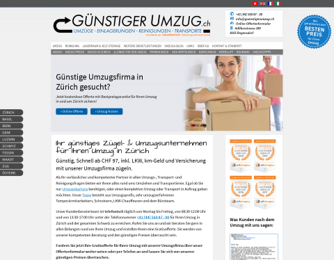 Website-Vorschau von Günstiger Umzug GmbH Zürich