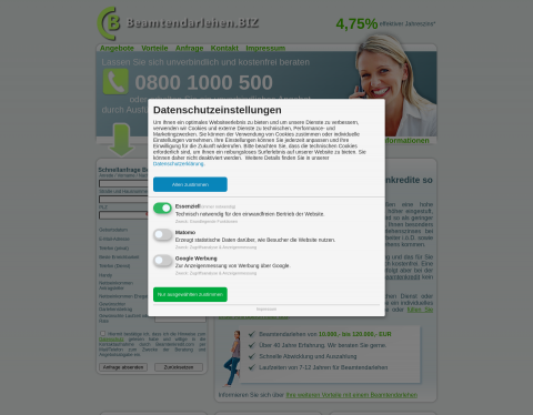 Website-Vorschau von Beamtendarlehen