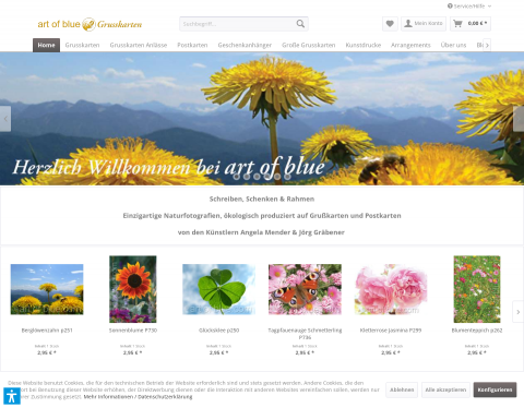 Website-Vorschau von art of blue Grußkarten