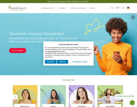 Website-Vorschau von SanaExpert Nahrungsergänzungsmittel