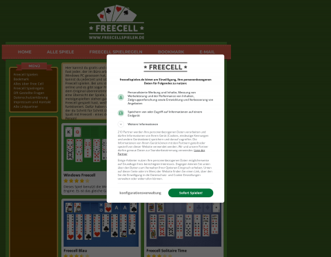 Website-Vorschau von Freecell