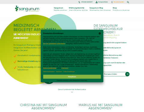 Website-Vorschau von Sanguinum - Gesund abnehmen