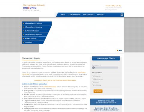 Website-Vorschau von Alarmanlagen von Honeywell für garantierte Sicherh