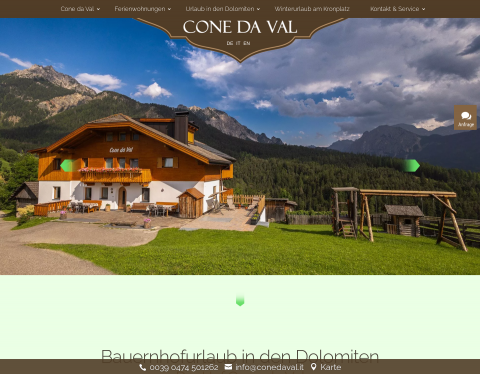 Website-Vorschau von Bauernhofurlaub am Cone da Val Hof