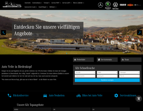 Website-Vorschau von AutoVelte - Mercedes-Benz und VW