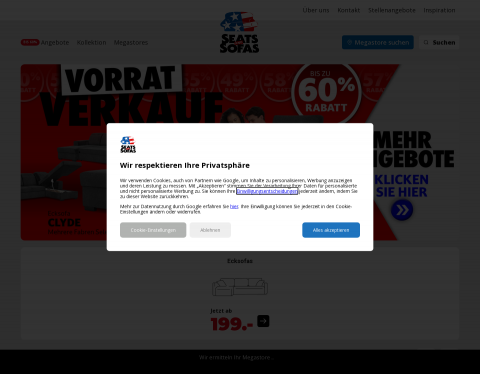Website-Vorschau von Seats and Sofas - günstige Polster