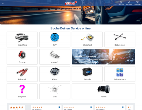 Website-Vorschau von KFZ-Werkstatt-Service und Reifen online kaufen